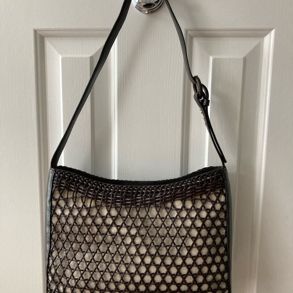 Talbots Brown and Cream Woven Shoulder Bag